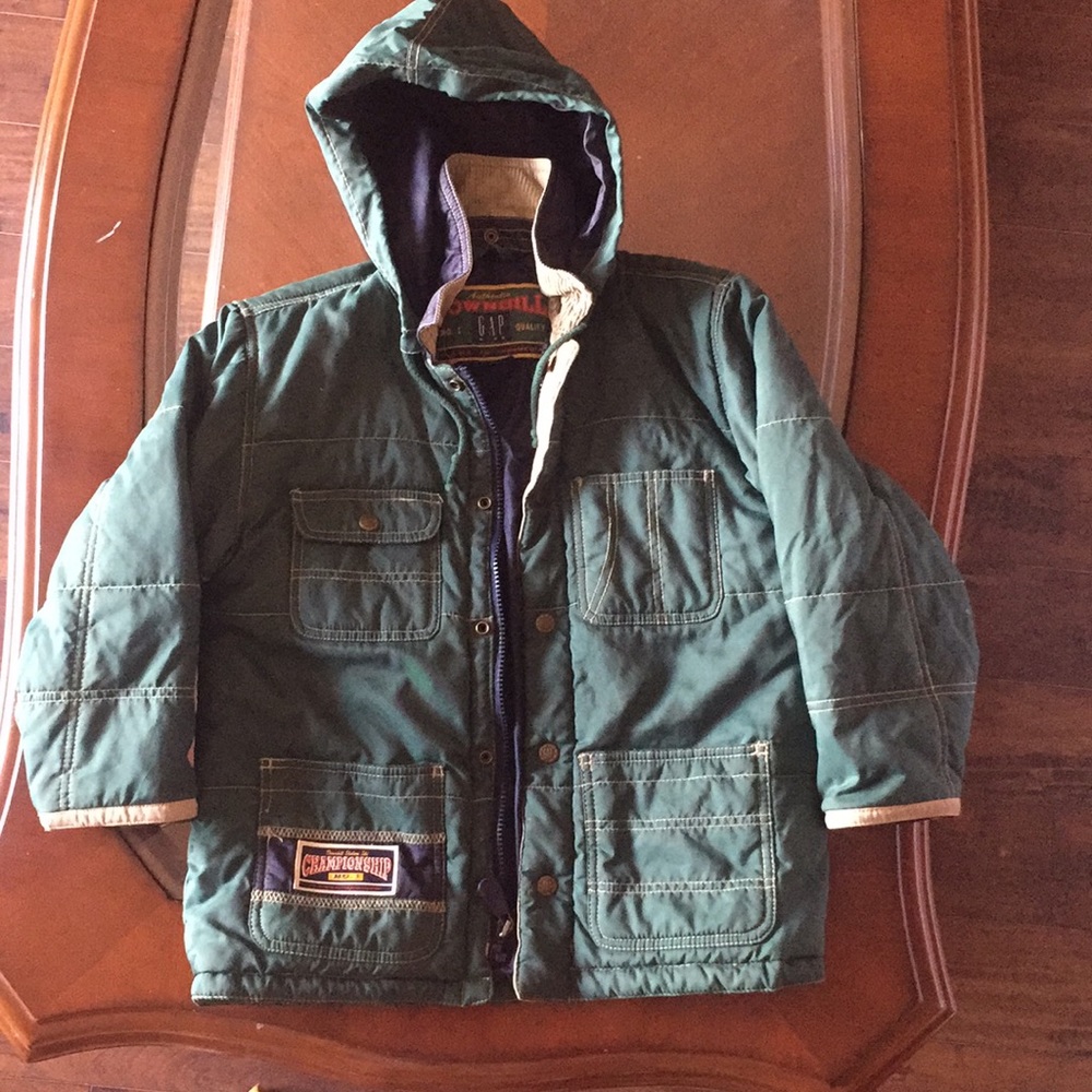 Gap green button up and zipper boys jacket. Size S